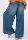 Smocked Waist Band Wide Leg Jeans