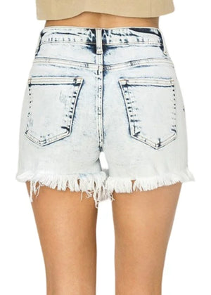 Risen High rise acid wash shorts
