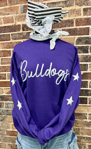 Bulldog Metallic Silver Puff Crewneck *Pre-Order*