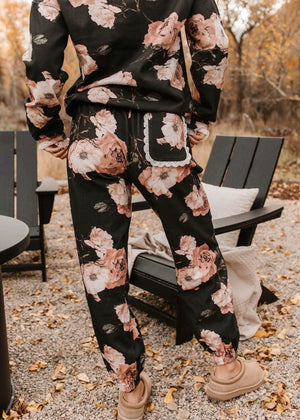 Floral lace joggers