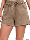 Acid Wash Fleece Drawstring Shorts w/ Pockets