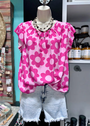 Pink Retro flower top
