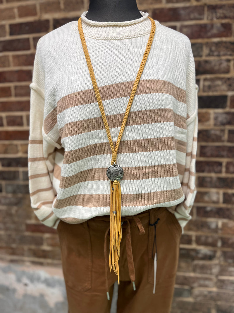 Taupe Striped Sweater