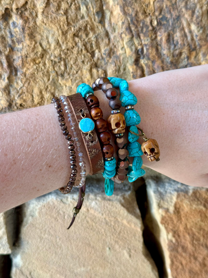 Turquoise skull Bracelet set