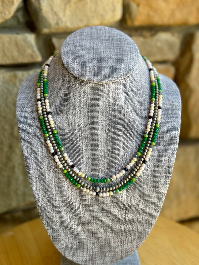 Green 3 strand necklace