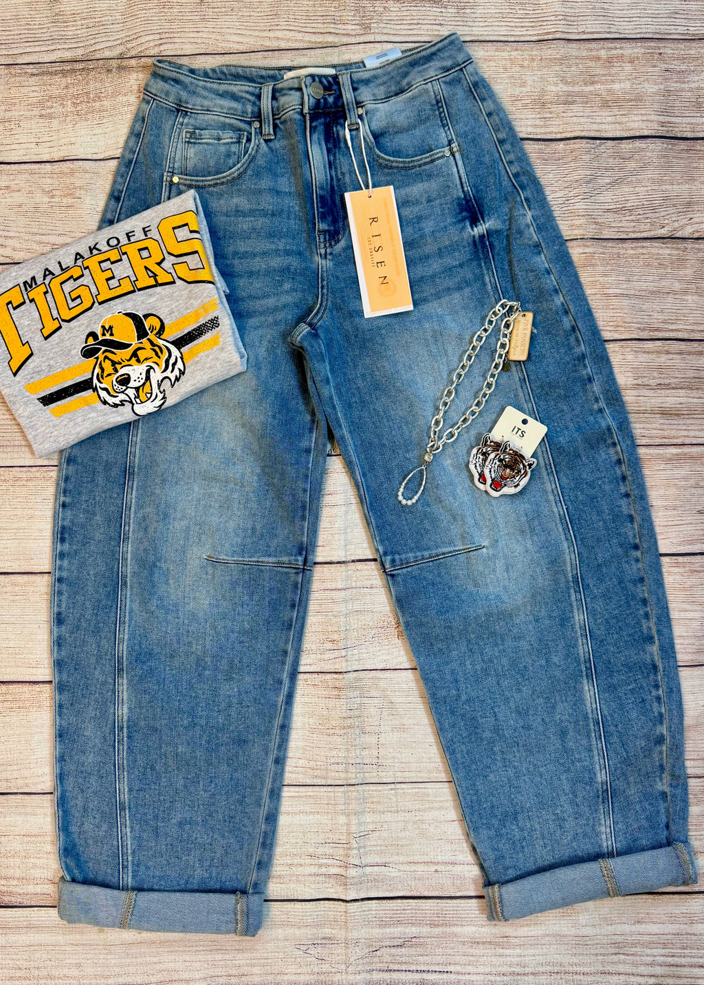 Risen Jeans High Rise Boyfriend Cuffed Barrel Jeans