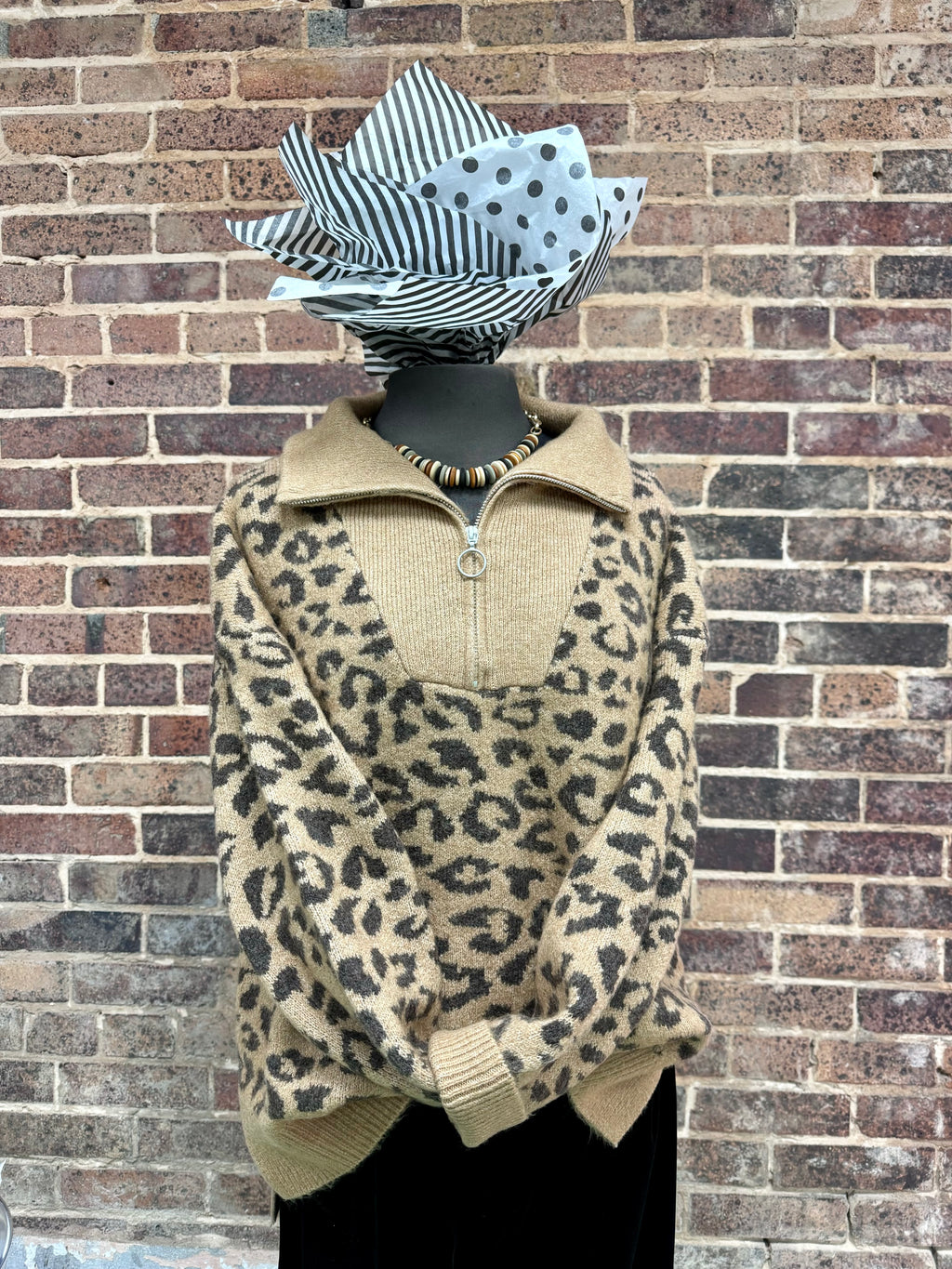 Half Zip Leopard Sweater