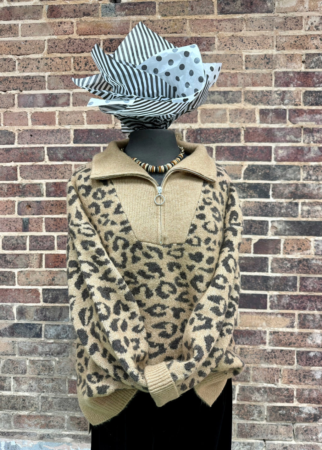 Half Zip Leopard Sweater