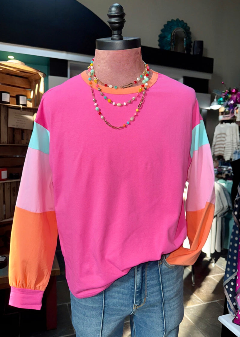 Rose colorblock Top