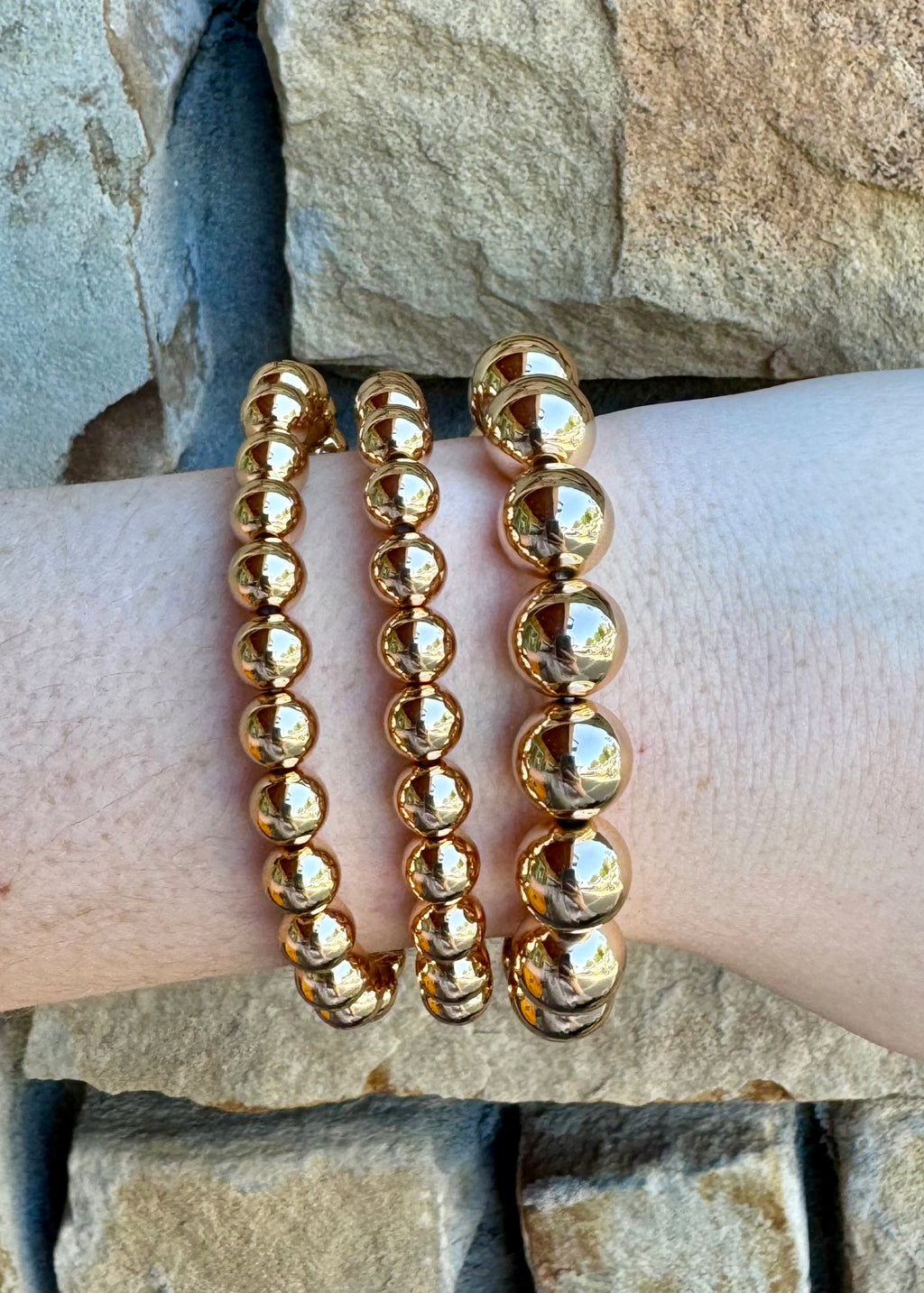 Gold bubble bracelet set