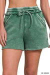 Acid Wash Fleece Drawstring Shorts w/ Pockets